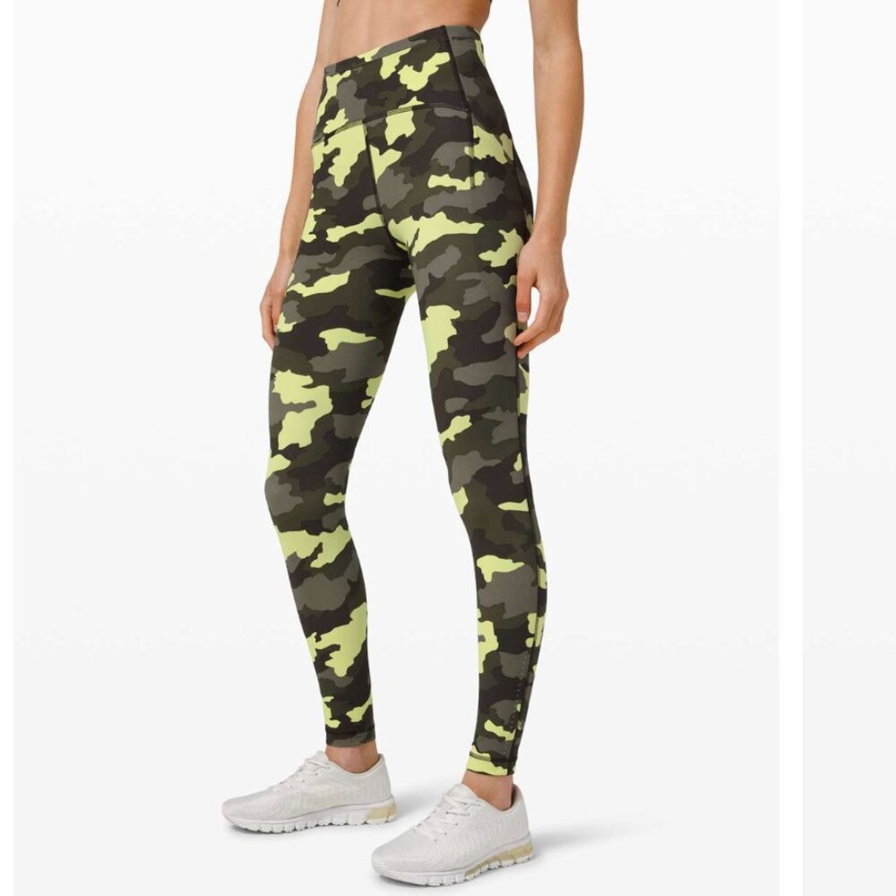 Lululemon Swift Speed High-Rise Tight 28" Leggings green camo 10 pockets